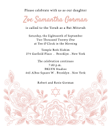 Etched Floral Blush Bat Mitzvah Invitation